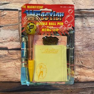 The Magnificent Wrestler Bubble Ball Pen with Memo Clip Vintage Souvenir